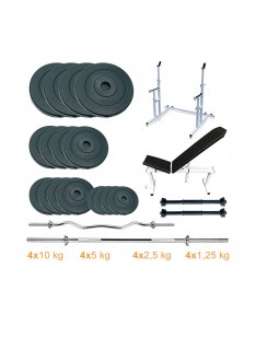 Скамья + стойки с набором штанг и гантелей Newt ProGym Set 90 кг