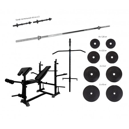 Скамья для жима WCG 0090 + Набор HARD штанга 60 КГ